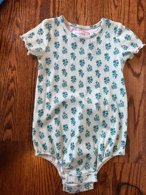 SweetHoney Cream and Teal Floral Ribbed One-Piece